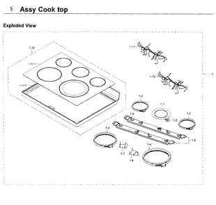 Cooktop Diagram and Parts List for NE59K3310SS AA-0000 Samsung Range
