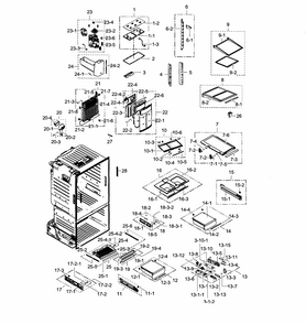 Fridge Diagram and Parts List for RF30HDEDTSR AA-0001 Samsung Refrigerator