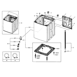 Frame Assembly Diagram and Parts List for WA5451ANP XAA-01 Samsung Washer