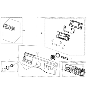 Control Panel Diagram and Parts List for WF350ANW XAA-03 Samsung Washer