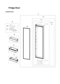 Refrigerator Door Parts Diagram and Parts List for RS22HDHPNWW AA-02 Samsung Refrigerator