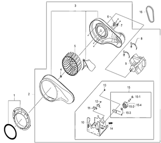 Motor Assy Diagram and Parts List for DV330AGB XAA Samsung Dryer