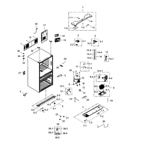 Cabinet Diagram and Parts List for RF31FMESBSR AA-05 Samsung Refrigerator