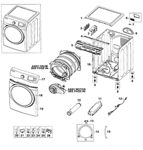 Main Assy Diagram and Parts List for DV520AEP XAA-0002 Samsung Dryer