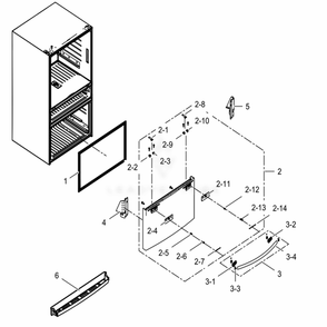 Freezer-Door Diagram and Parts List for RF24FSEDBSR (AA)(0004) Samsung Refrigerator