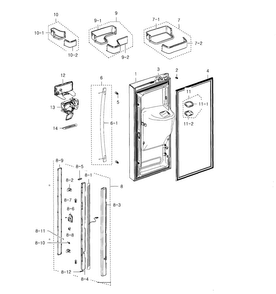 Part Location Diagram of DA97-11207F Samsung Dispenser Cover Assembly