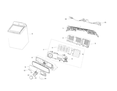 Control Panel Diagram and Parts List for WA56H9000AW A2-0001 Samsung Washer