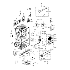Cabinet Diagram and Parts List for RF263TEAEWW AA-01 Samsung Refrigerator
