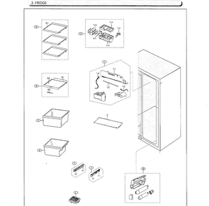 Fridge Diagram and Parts List for RS25J500DSG AA-0000 Samsung Refrigerator