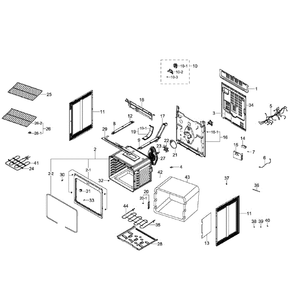 Main Assembly Diagram and Parts List for NE59J7630SS AA-0002 Samsung Range