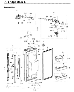 Fridge Door L Diagram and Parts List for RF22K9581SG AA-0001 Samsung Refrigerator