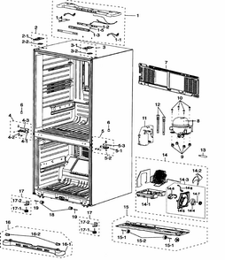 Cabinet Diagram and Parts List for RF197ABPN XAA-0000 Samsung Refrigerator