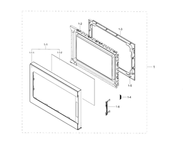 Door Diagram and Parts List for MG11H2020CT AA-0000 Samsung Microwave