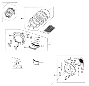 Part Location Diagram of DC97-08698F Samsung Assembly DRUM BACK;SQUALL-DR