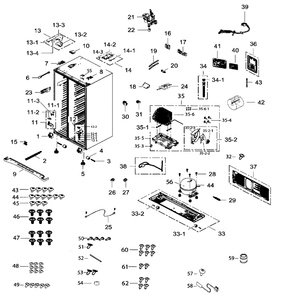Cabinet Diagram and Parts List for RH25H5611SR AA-01 Samsung Refrigerator