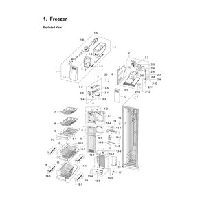 Freezer Parts Diagram and Parts List for RS2630W (XAA)(0000) Samsung Refrigerator