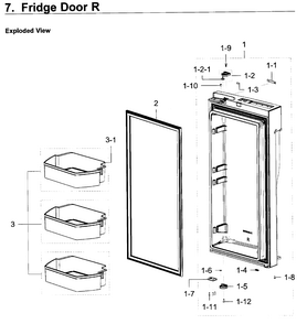 Fridge Door R Diagram and Parts List for RF23J9011SG AA-0002 Samsung Refrigerator