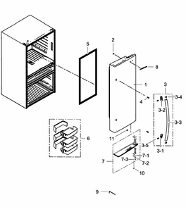 Right Door Diagram and Parts List for RF31FMEDBSR AA-0001 Samsung Refrigerator