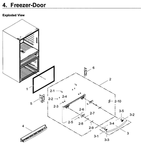 Freezer Door Diagram and Parts List for RF28JBEDBSR AA-0003 Samsung Refrigerator