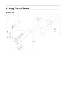 Duct And Burner Assembly Diagram and Parts List for DVG50R5200W A3-00 Samsung Dryer