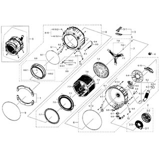 Tub-drum Diagram and Parts List for WF350ANW XAA-0001 Samsung Washer