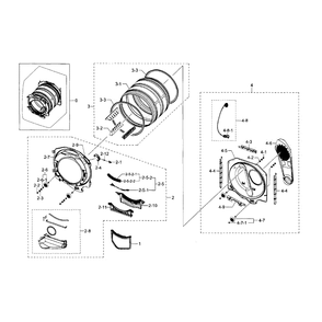 Drum Diagram and Parts List for DV36J4000GW A3-0000 Samsung Dryer