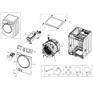 Main Section Diagram and Parts List for WF448AAP XAA-0008 Samsung Washer