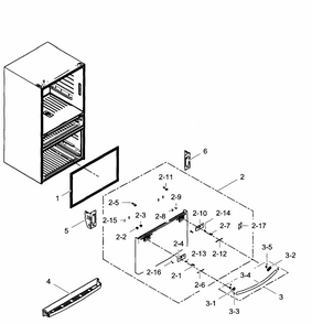 Freezer Door Diagram and Parts List for RF28HMEDBBC AA-0001 Samsung Refrigerator