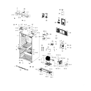 Cabinet Diagram and Parts List for RFG237AABP XAA-01 Samsung Refrigerator