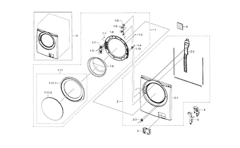 Frame Front & Door Diagram and Parts List for WF330ANW XAA-0001 Samsung Washer