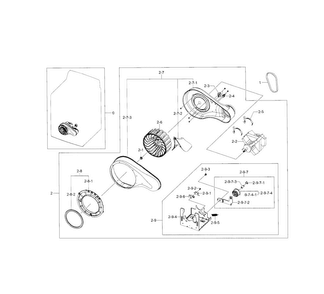 Motor Duct Diagram and Parts List for DV5471AGP XAA-0001 Samsung Dryer