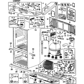 Cabinet Diagram and Parts List for RF266AAWP XAA-0000 Samsung Refrigerator