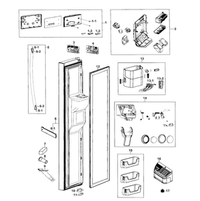 Left Door Diagram and Parts List for RS267TDWP XAA-0000 Samsung Refrigerator