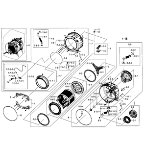 Tub-Drum Diagram and Parts List for WF520ABW XAA-03 Samsung Washer