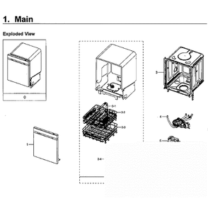 Main Diagram and Parts List for DW80J7550UG AA-02 Samsung Dishwasher