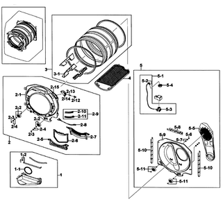 Drum Assy Diagram and Parts List for DV419AGU XAA-0001 Samsung Dryer