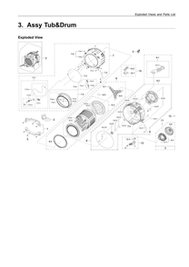 Tub And Drum Parts Diagram and Parts List for WF45K6500AV A2-01 Samsung Washer