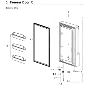 Freezer Door Rt Diagram and Parts List for RF28K9070SG AA-0001 Samsung Refrigerator