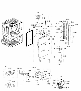 Left Door Diagram and Parts List for RF28HFEDTBC AA-0000 Samsung Refrigerator