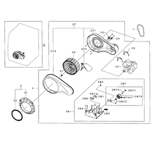 Motor Duct Diagram and Parts List for DV457GVGSGR AA-0002 Samsung Dryer