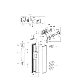 Freezer Door Diagram and Parts List for RS263BBWP XAA-00 Samsung Refrigerator