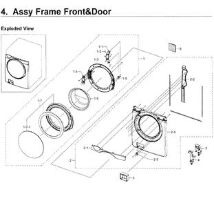 Frame Front & Door Diagram and Parts List for WF419AAW XAA-0002 Samsung Washer