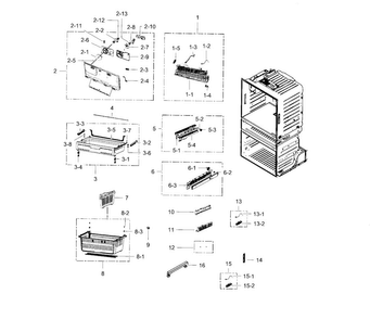 Freezer Diagram and Parts List for RF4289HARS XAA-0002 Samsung Refrigerator