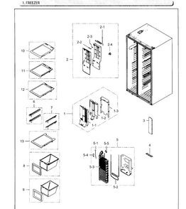 Freezer Diagram and Parts List for RH25H5611WW AA-0002 Samsung Refrigerator