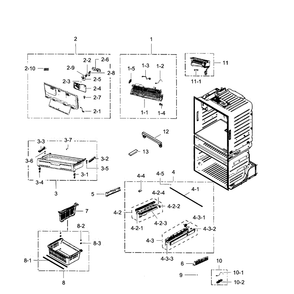 Freezer Diagram and Parts List for RF28HMEDBBC AA-08 Samsung Refrigerator