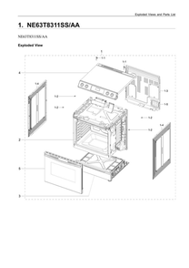Main Assembly Diagram and Parts List for NE63T8311SS AA-04 Samsung Range