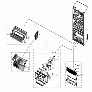 Freezer Diagram and Parts List for RF22NPEDBSR (AA)(0001) Samsung Refrigerator