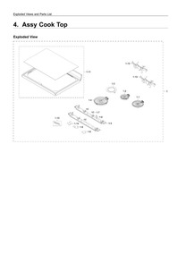 Cooktop Assembly Diagram and Parts List for NE59R6631SS AA-00 Samsung Range