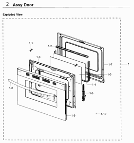 Door Diagram and Parts List for NX58K3310SS AA-0000 Samsung Range