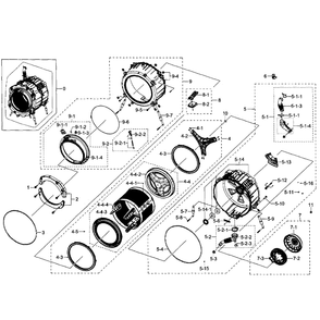 Drum Section Diagram and Parts List for WF448AAP XAA-08 Samsung Washer